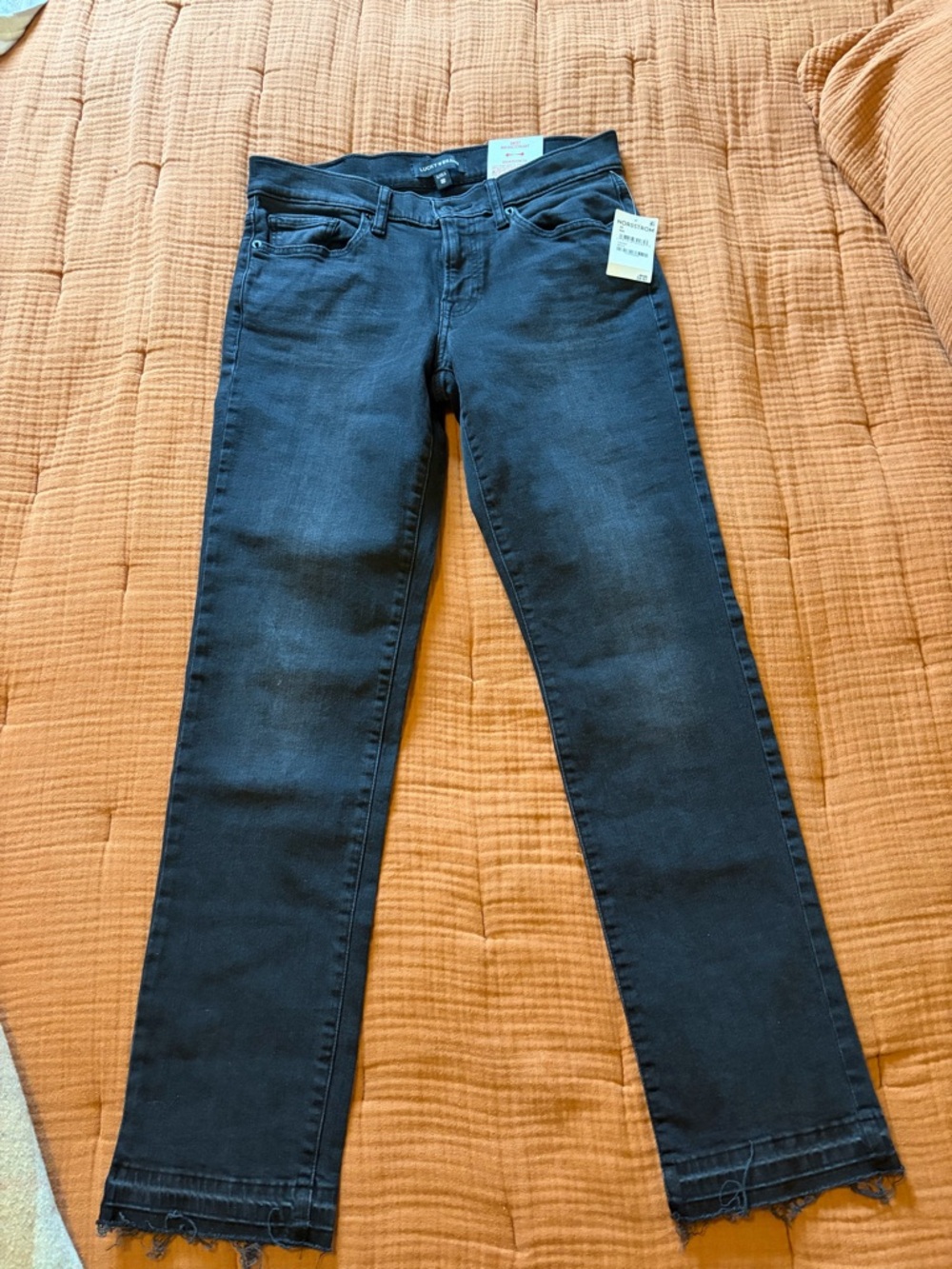 NWT Lucky Brand Black Straight-Leg Mid Rise Jeans